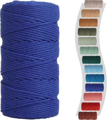 Miniatura 33 de Cordón de macramé de 1/8 pulgadas 220 yardas (200 metros) suministros naturales de macramé, hilo de macramé, cuerda de algodón de color, cuerda