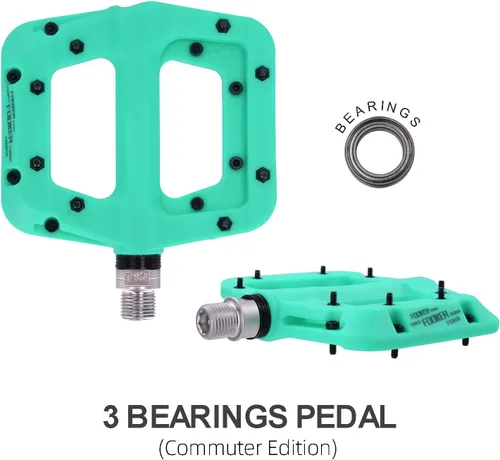 Miniatura 8 de FOOKER Pedales MTB para bicicleta de montaña, 3 rodamientos, antideslizantes, ligeros, de fibra de nailon, pedales de plataforma de bicicleta
