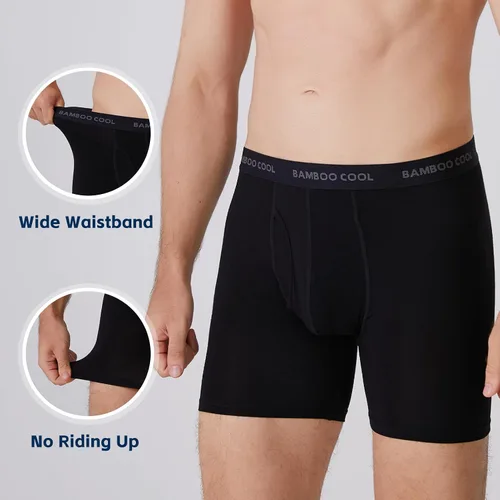 Miniatura 5 de BAMBOO COOL Ropa interior para hombre, paquete de calzoncillos bóxer de viscosa de bambú, suave, transpirable, ropa interior larga