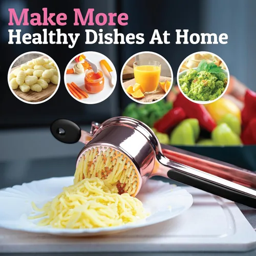 Miniatura 8 de PriorityChef - Prensa de papas grande de 15 onzas, de acero inoxidable resistente, herramienta de cocina, prensa y triturado para un puré de papas