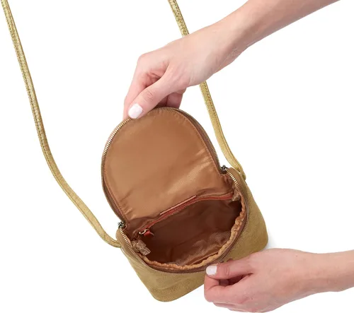 Miniatura 3 de HOBO Bolso elegante de helecho para mujer, estructura de cuero con cierre de cremallera superior, interior forrado impreso y bolsa de correa cruzada