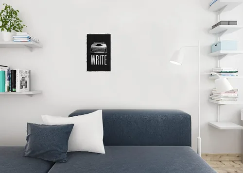 Miniatura 2 de Póster Write con máquina de escribir manual, retro, blanco y negro, inspirador y motivacional, para autor escritor, genial arte decorativo
