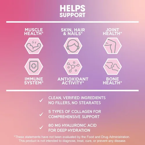 Miniatura 6 de BioEmblem Beauty Collagen - Complejo de colágeno múltiple, ácido hialurónico, vitamina C y biotina, fuentes de membrana bovino, pescado, caldo
