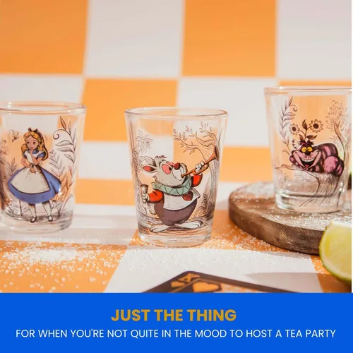 Miniatura 6 de Disney Alicia en el país de las maravillas - Vasos de chupito de whisky de 2 onzas, juego de 4 Artículos de bar para el hogar para licor y bebidas