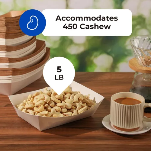 Miniatura 4 de Fit Meal Prep Paquete de 125 bandejas de papel de 5 libras para alimentos desechables de alta resistencia, bandeja de nachos blancos para fiestas