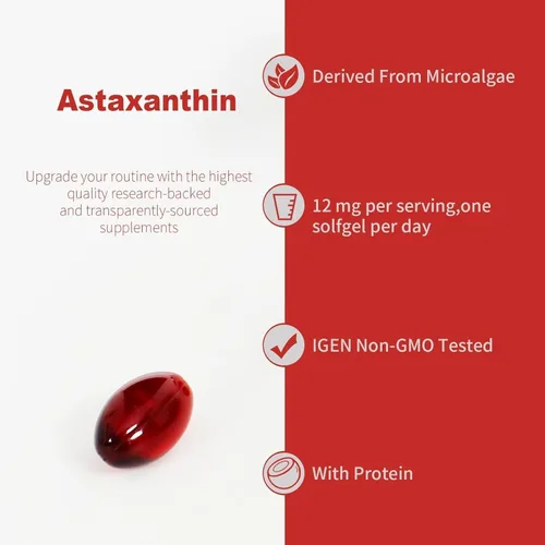 Miniatura 5 de Suplementos de astaxantina premium de 12 mg, cápsulas blandas, 120 porciones, apoya la salud inmunológica, de la piel, de los ojos