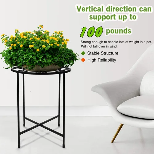 Miniatura 5 de KABB Soporte de metal para plantas, juego de macetas de 15 pulgadas de alto, moderno soporte de hierro redondo de 10 pulgadas a prueba de óxido