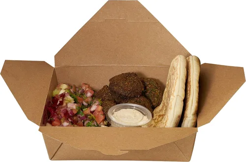 Miniatura 9 de Recipientes de comida para llevar de 66 onzas, cajas de papel kraft marrón para llevar, resistentes a fugas y grasas, para microondas, restaurantes