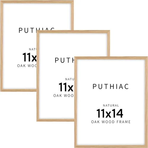 Puthiac - Portarretratos de madera de roble 11 x 14 pulgadas, marcos minimalistas para decoración de arte mural, madera maciza natural, marcos para