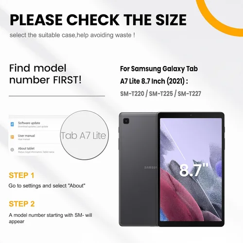 Miniatura 2 de Timecity Funda para Samsung Galaxy Tab A7 Lite 2021 de 8.7 pulgadas SM-T220/T225/T227 con protector de pantalla, resistente funda protectora
