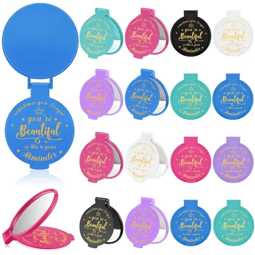 Miniatura 26 de 100 piezas de espejo compacto inspirador de 2.76 pulgadas a granel para mujeres, pequeños regalos de graduación, día de la madre, fiesta, bolso