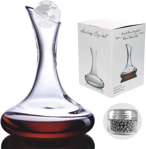 Miniatura 7 de Amlong Crystal Decantador de vino grande sin plomo, jarra de vino tinto, regalo de vino, accesorios de vino de 58 onzas (57.5 fl oz), con tapón