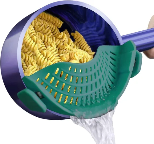 Miniatura 23 de AUOON - Colador grande con clip para todas las ollas y sartenes, colador de silicona de gran tamaño, diseño familiar, colador de pasta, colador