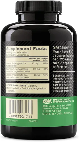 Miniatura 8 de Optimum Nutrition Suplemento de recuperación muscular y resistencia para hombres y mujeres, suplemento de zinc y magnesio, 180