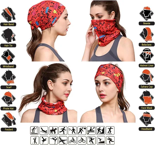 Miniatura 4 de Paliacate multifuncional como pasamontañas y cubrebocas para exteriores, deportes, ejercicio, yoga, protege contra rayos UV, Balaclava, L, 12 piezas