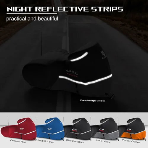 Miniatura 7 de Funda para motocicleta 600D resistente para todas las estaciones, universal, impermeable, protección solar al aire libre, duradera, reflectante Negro