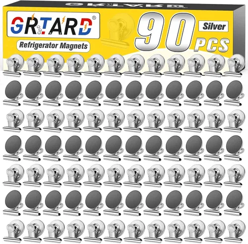 Miniatura 11 de Grtard Paquete de 24 Clips Magnéticos de Servicio Pesado, Clips Magnéticos Negros para Refrigerador, Imanes de Refrigerador, Clip Magnético Fuerte