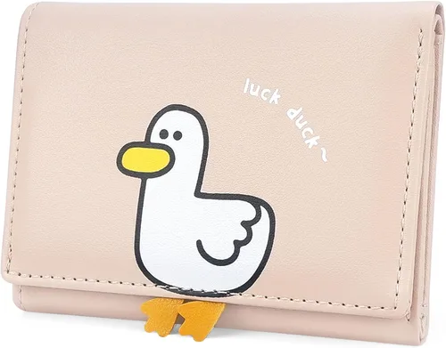 Miniatura 8 de CONISY Lindas carteras para mujer, de cuero con bloqueo RFID, pequeña cartera triple con ventana de identificación para niñas y mujeres