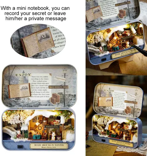 Miniatura 2 de DIY miniatura hecho a mano, con caja de luz LED, teatro, viejos tiempos, trilogía de buen tiempo, baterías enviadas para viajes, tema, casa