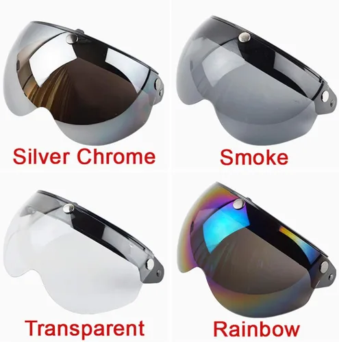 Miniatura 5 de VCOROS Casco universal para motocicleta, estilo piloto retro, estándar, con 3 botones a presión, visera abatible y abierta, protector de media cara