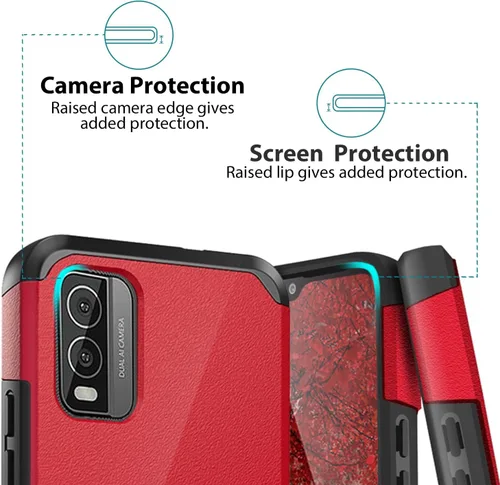 Miniatura 4 de TJS Funda compatible con Nokia C210, con protector de pantalla de vidrio templado de doble capa, soporte magnético híbrido a prueba de golpes, funda