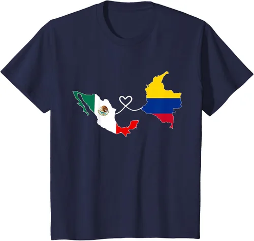 Miniatura 77 de Camiseta Half Colombian Half Mexican Flag Map DNA Mexico Colombia