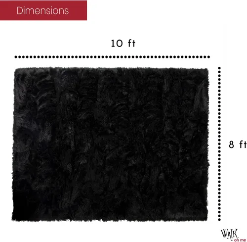 Miniatura 2 de Alfombra de piel sintética suave y sedosa, de 8 x 10 pies, alfombra negra esponjosa de oveja, alfombra rectangular para sala de estar, dormitorio