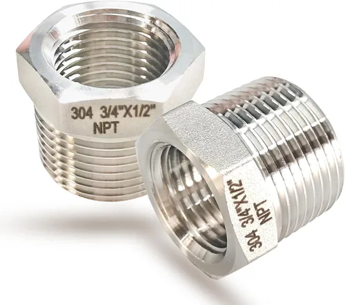Miniatura 14 de Reductor de buje hexagonal macho NPT de 1/2 pulgada a NPT hembra de 1/4 pulgada, adaptador reductor NPT de acero inoxidable 304, buje hexagonal