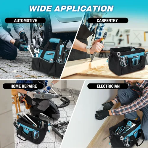 Miniatura 7 de DURATECH Bolsa de herramientas portátil de 13 pulgadas con 9 bolsillos, bolsas de herramientas para hombres y mujeres, bolsa de herramientas