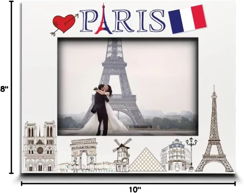 Miniatura 8 de BELLA BUSTA -Marco de fotos de París-boda, luna de miel, vacaciones en París- Torre Eiffel con impresión UV, juego de diseño de símbolos de París
