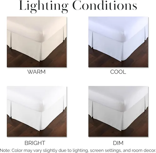 Miniatura 7 de Southshore Fine Linens VILANO Springs faldón para cama plisada, 15 pulgadas, Microfibra, Blanco brillante, gemelo