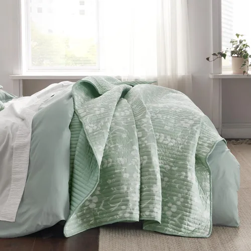 Miniatura 2 de Bedsure - Colcha floral tamaño King, ropa de cama reversible con estampado botánico verde menta, colcha ligera, colcha de microfibra suave para 09