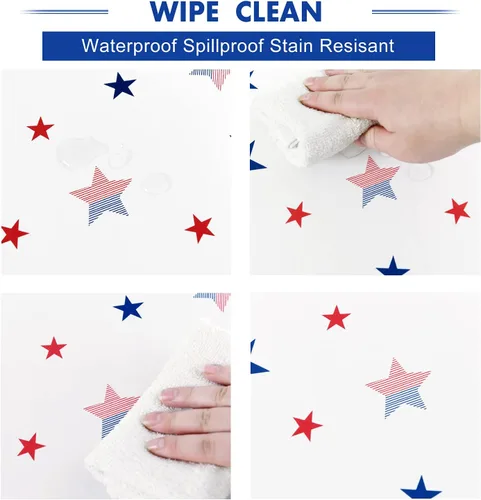 Miniatura 5 de DWCN Mantel patriótico cuadrado del 4 de julio, impermeable, resistente a las manchas, con patrón de estrellas, lavable para el Día de los Caídos