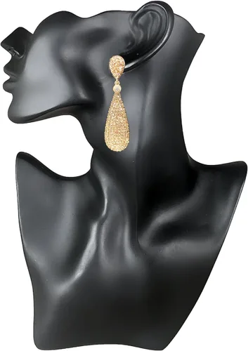 Miniatura 4 de Moonstruck Joyería de disfraces Pendientes colgantes dorados con diamantes de champán para mujer