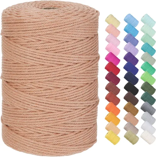 Miniatura 48 de Cuerda de macramé de algodón de 3 mm x 109 yardas, suministros de macramé de color natural, cuerda de algodón suave para colgar plantas, colgante