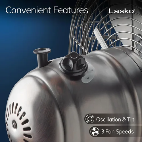 Miniatura 11 de Lasko Ventilador de mesa oscilante, portátil, 3 velocidades silenciosas, para dormitorio, cocina y oficina, 17 pulgadas, bronce, R12210
