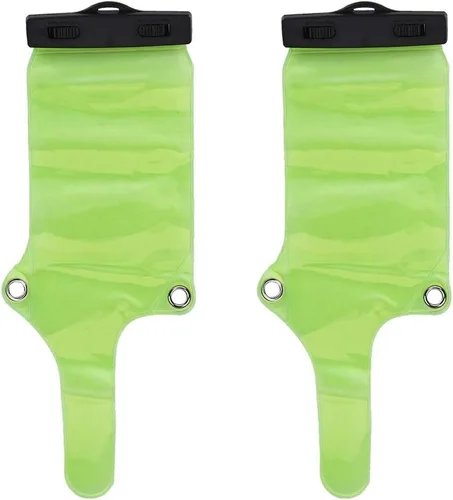 Miniatura 8 de FOSA 2 unids radio bidireccional impermeable caso bolsa portátil equipo electrónico bolsa con cordón para walkie talkie 5R/UV82/BF-888S, verde