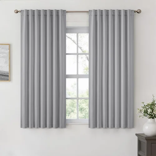 Miniatura 29 de ANRODUO Juego de 2 cortinas con bloqueo de luz del 99%, cortinas de 84 pulgadas de largo, cortinas negras para dormitorio, cortinas con aislamiento