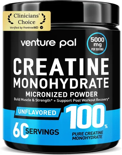 Venture Pal Monohidrato de creatina micronizada 100% pura, creatina sin sabor para mujeres y hombres, vegano, keto, sin gluten, 5 g (5000 mg) por