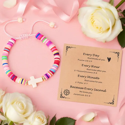 Miniatura 30 de Regalos navideños para niños, niñas adolescentes, mujeres, linda pulsera de cruz para niñas, regalos de Navidad cristianos para mujeres, ideas