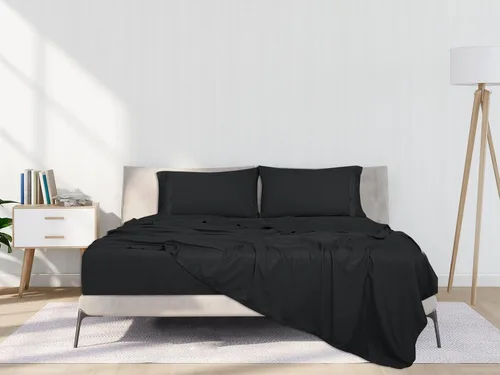 Miniatura 5 de ROYALE LINENS Juego de sábanas Cal King de 4 piezas, ropa de cama de microfibra suave cepillada de 1800 hilos, 1 sábana bajera, 1 sábana encimera, 2