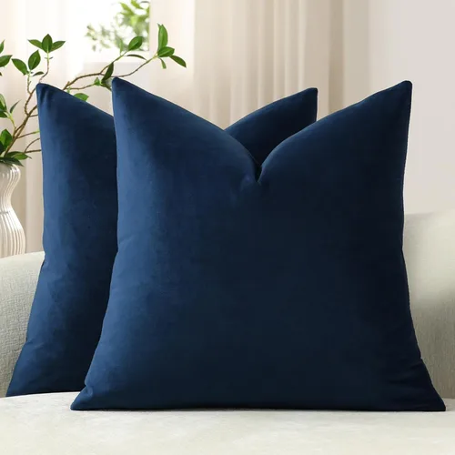 Miniatura 43 de Dezene - 2 fundas decorativas de terciopelo para almohada Hielo de vainilla