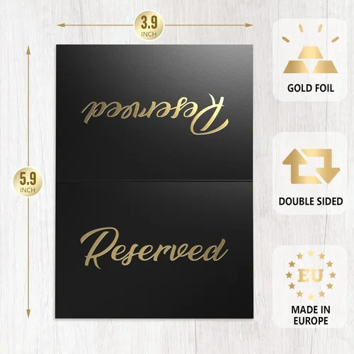 Miniatura 6 de Paquete de 10 letreros de mesa reservados negros para boda, cartulina de 3 x 4, letreros reservados para bodas, restaurantes, letreros reservados