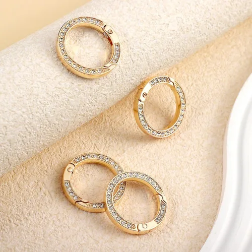Miniatura 7 de 10 anillos de resorte de diamantes de imitación de 1 pulgada y 0.984 in, hebilla de clip de metal simple, clip de gancho para llaveros de bricolaje