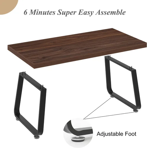 Miniatura 9 de HSH - Mesa de café rústica de nogal, mesa central moderna, mesa de café rectangular industrial para sala de estar, mesa de té simple de madera