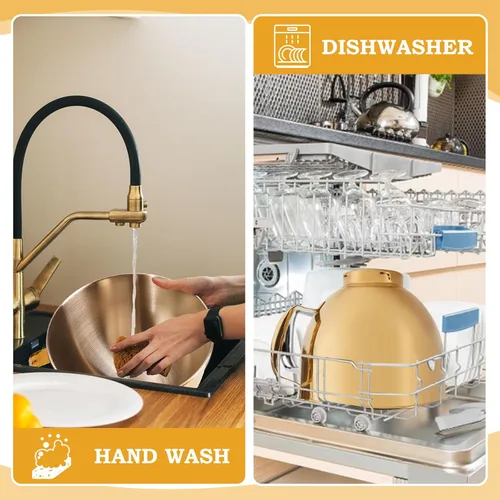 Miniatura 6 de KitchenAid - Tazón de mezcla de 5 cuartos de galón para batidoras de pie, tazón de acero inoxidable de grado alimenticio con mango y cierre, Dorado