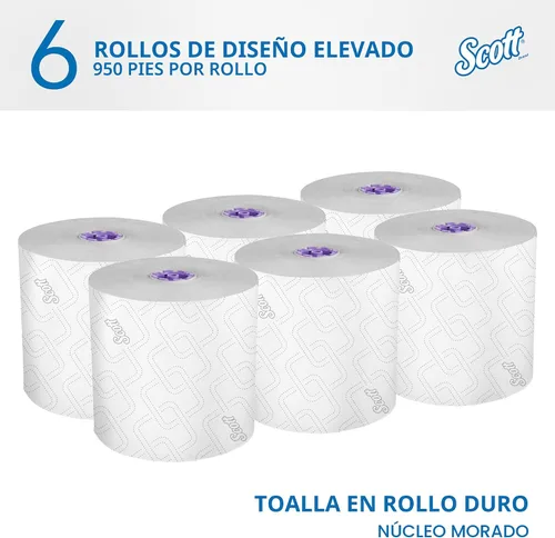 Miniatura 2 de Scott Professional - Rollos de papel toalla de alta capacidad, a granel (02001), de papel duro enrollado, diseño elevado, bolsillos de absorción