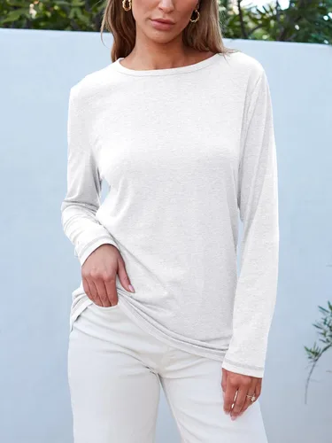 Miniatura 3 de SUNBS Paquete de 3 camisas de manga larga para mujer, ajuste holgado, ropa de otoño, ropa de moda 2025, camisetas básicas de entrenamiento, trajes