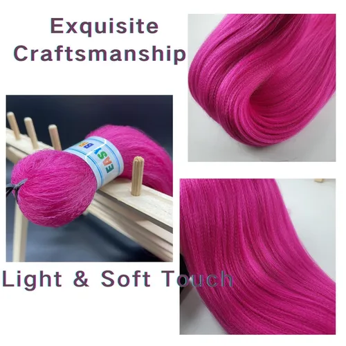 Miniatura 4 de Cabello trenzado preestirado rosa magenta, extensiones de cabello sintético de color rosa para trenzas, no tóxico, hipoalergénico