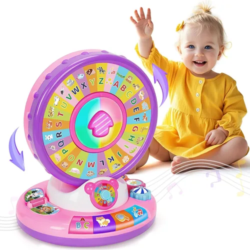 Juguete de aprendizaje para niñas de 1 año, juguetes musicales interactivos de girar y cantar para niños pequeños de 12-18 meses, juegos de